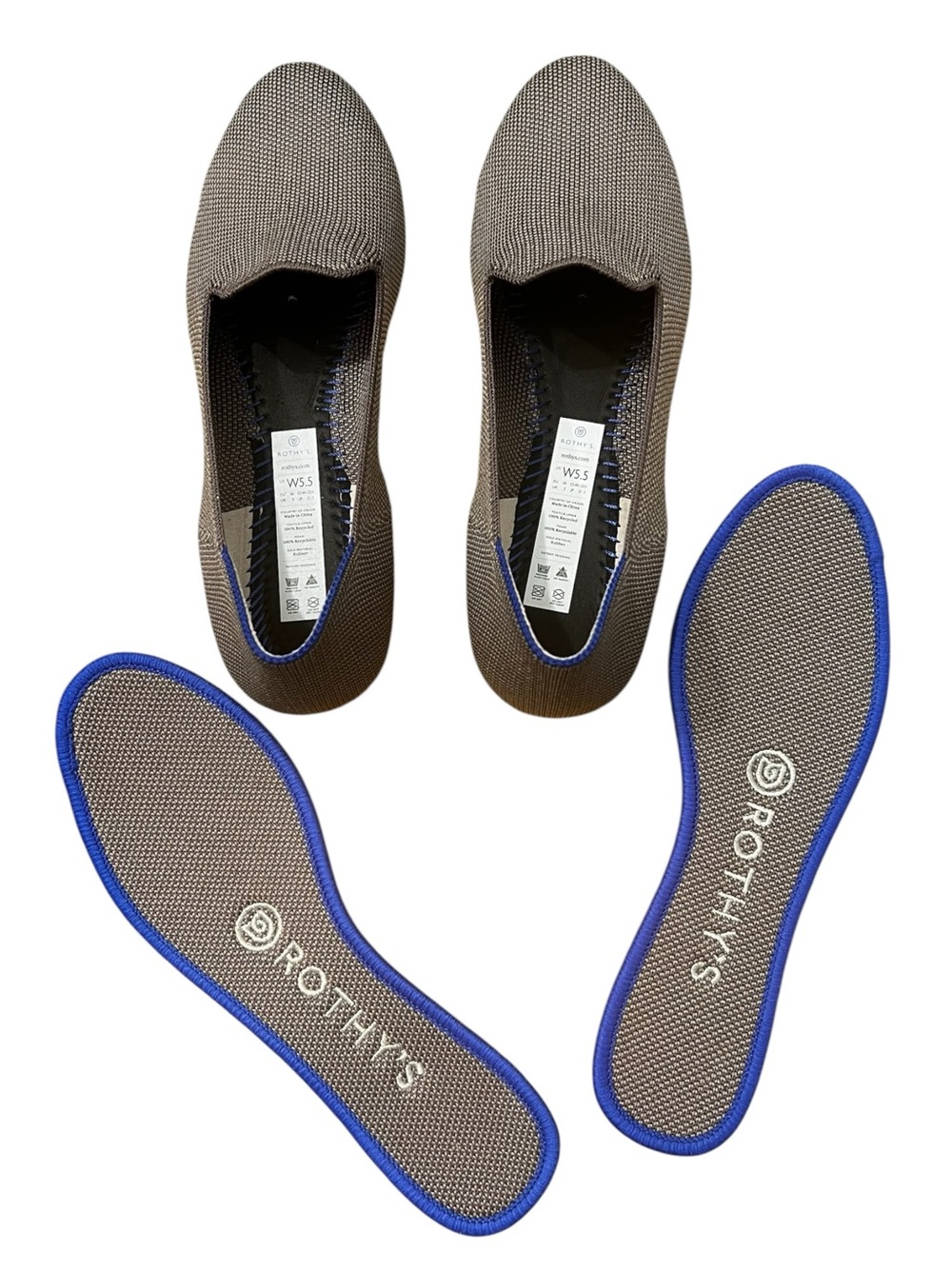 Rothy’s Loafer Flats Shoes Sze 5.5 Gray Comfort Office Neutral Minimalist Travel - Picture 2 of 7